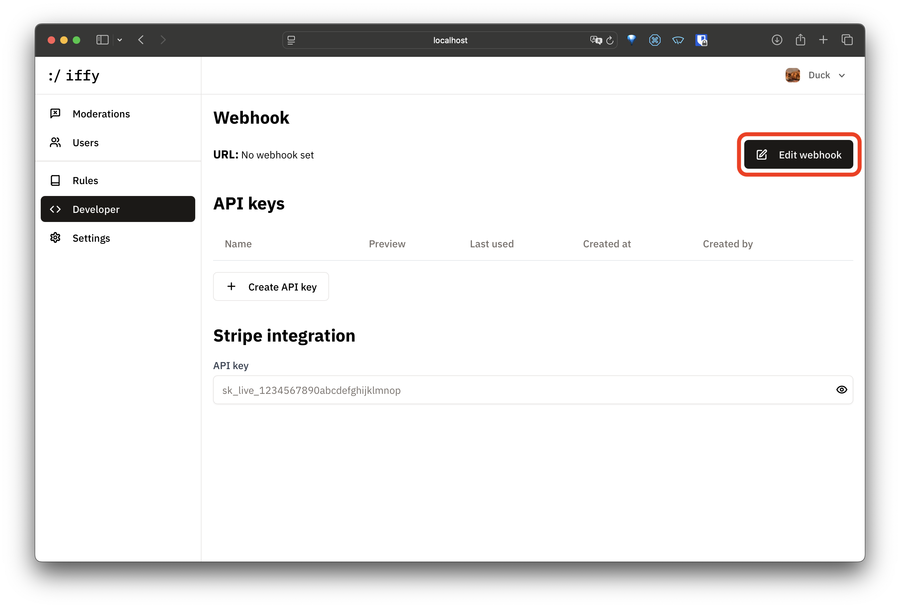 Create webhook